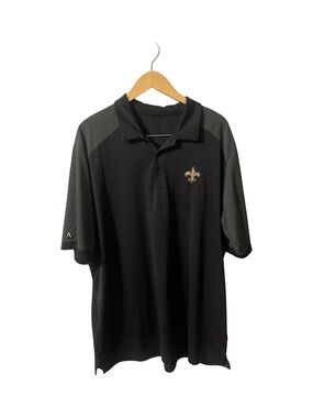 Antigua New Orleans Saints Black Golf Polo Shirt XLT